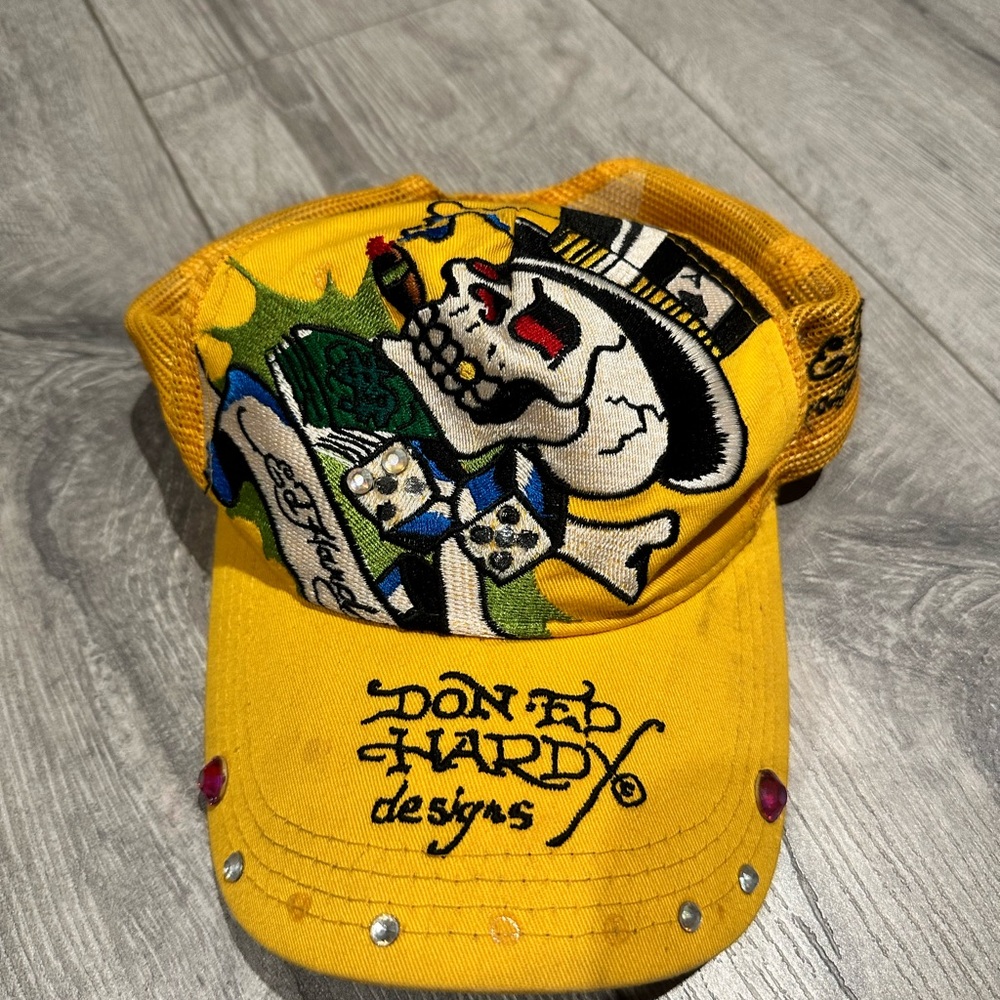 Ed Hardy Yellow Skull Cap